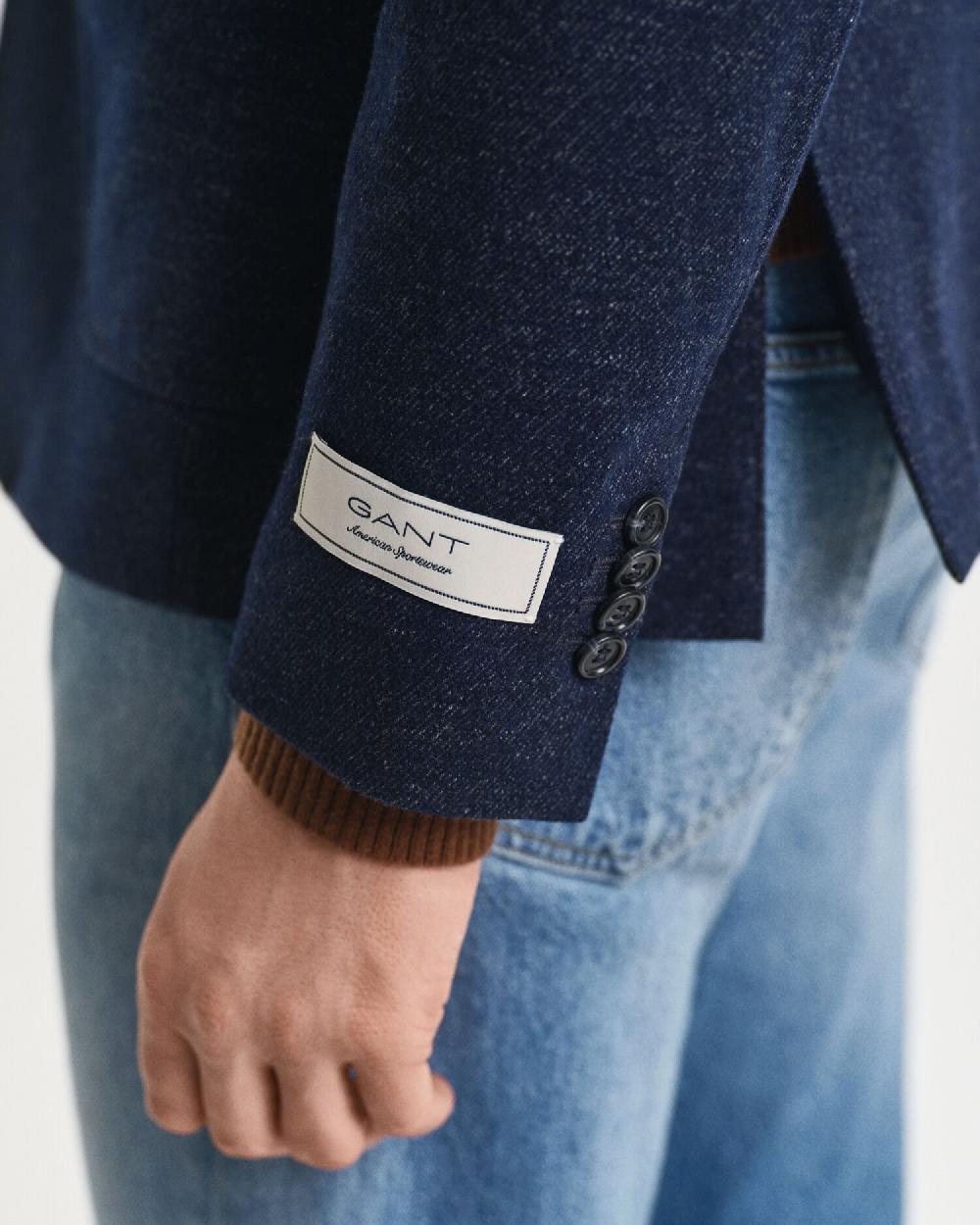 Gant Two-Tone Wool Cotton Jersey Blazer Evening Blue