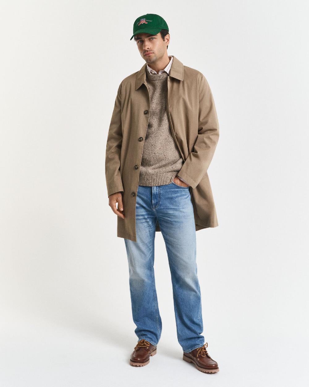 Gant Wool Blend Nepps Crew Neck Sweater Dk Sand Melange