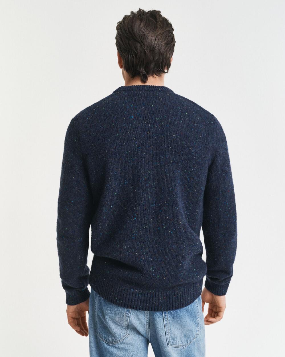 Gant Wool Blend Nepps Crew Neck Sweater Evening Blue
