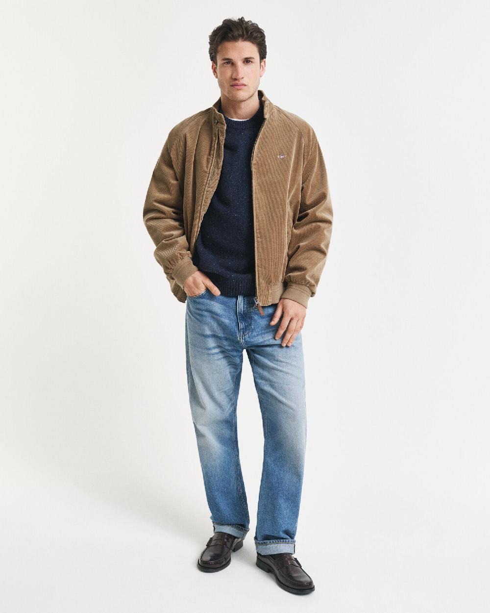 Gant Wool Blend Nepps Crew Neck Sweater Evening Blue