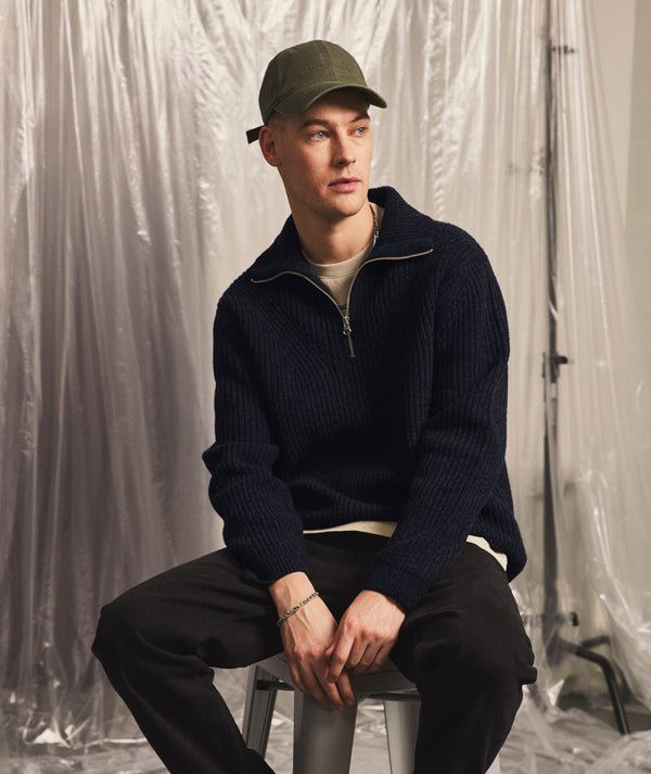 Garment Project Half Zip Wool Knit Navy