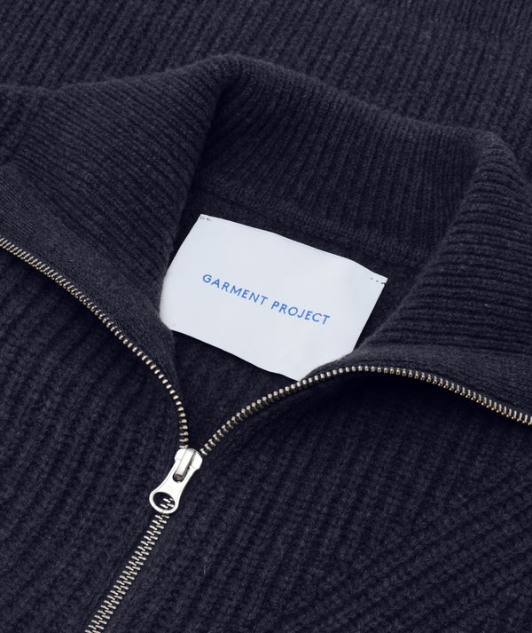 Garment Project Half Zip Wool Knit Navy