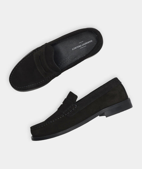 Garment Project Miles Penny Loafer Black Suede