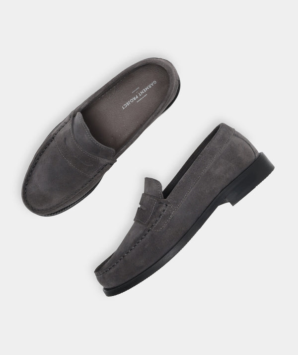 Garment Project Miles Penny Loafer Charcoal Suede