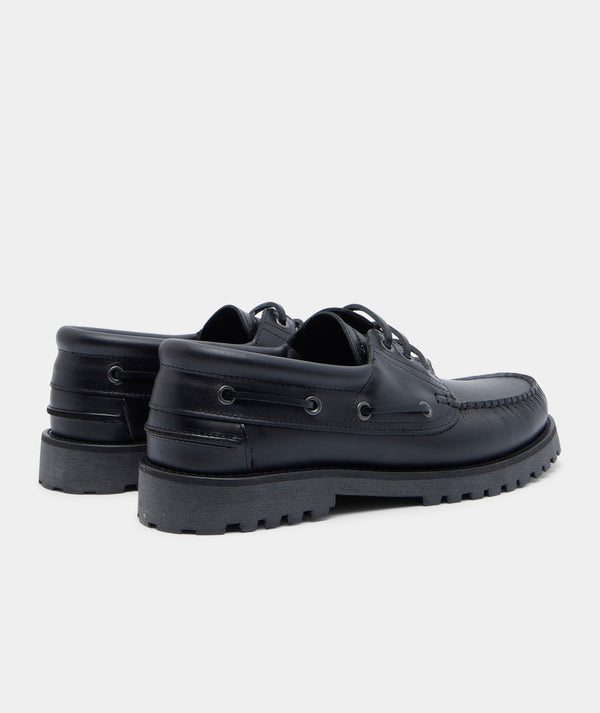 Garment Project Ollie Boat Shoe Black Leather