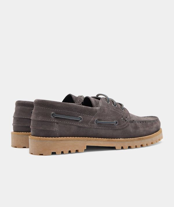Garment Project Ollie Boat Shoe Charcoal Suede