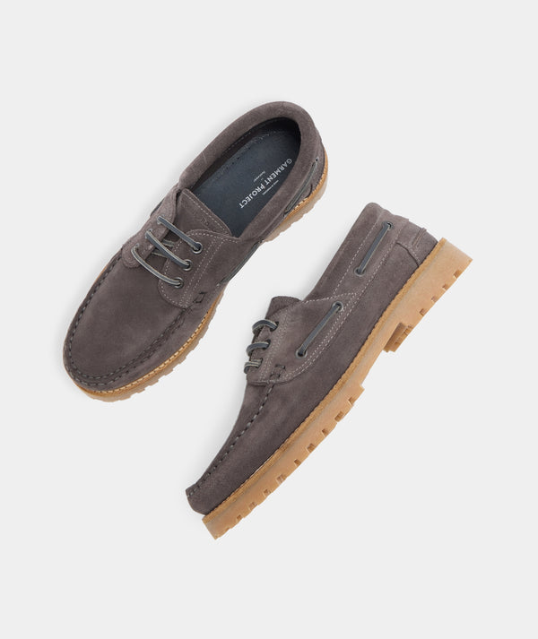 Garment Project Ollie Boat Shoe Charcoal Suede