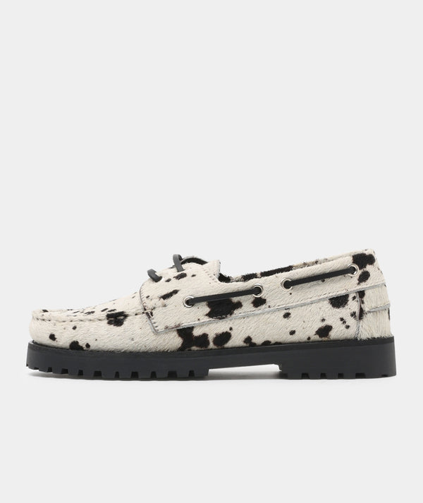 garment project Ollie Boat Shoe Hairy Cow Leather