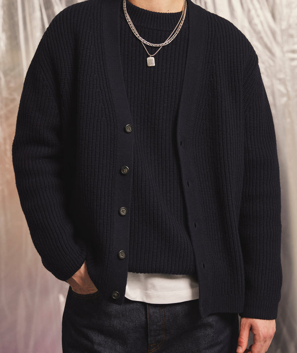Garment Project Wool Knit Cardigan Navy
