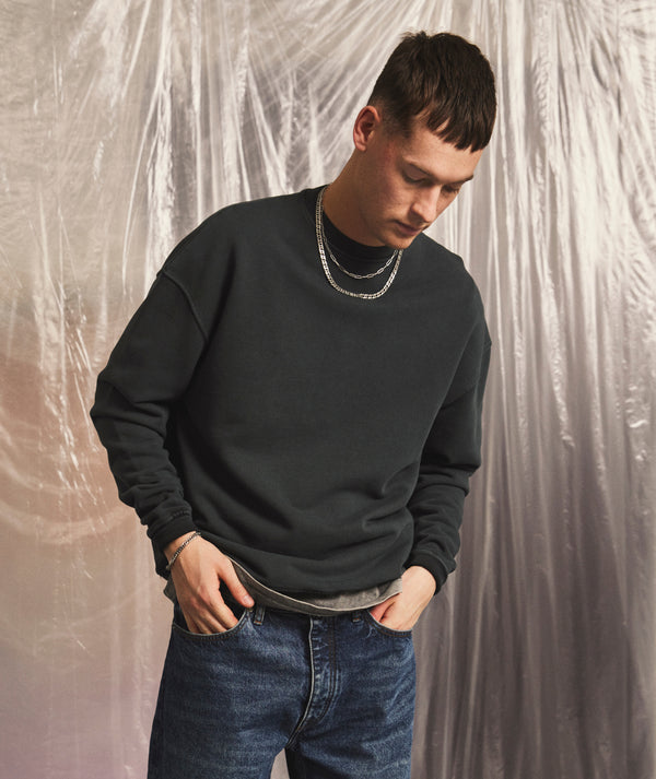 Garment Project GP Drop Shoulder Crew Neck Sweat Acid Black