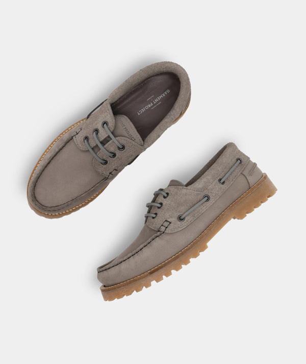 Garment Project Ollie Boat Shoe Light Grey Nubuck/Hairy Suede