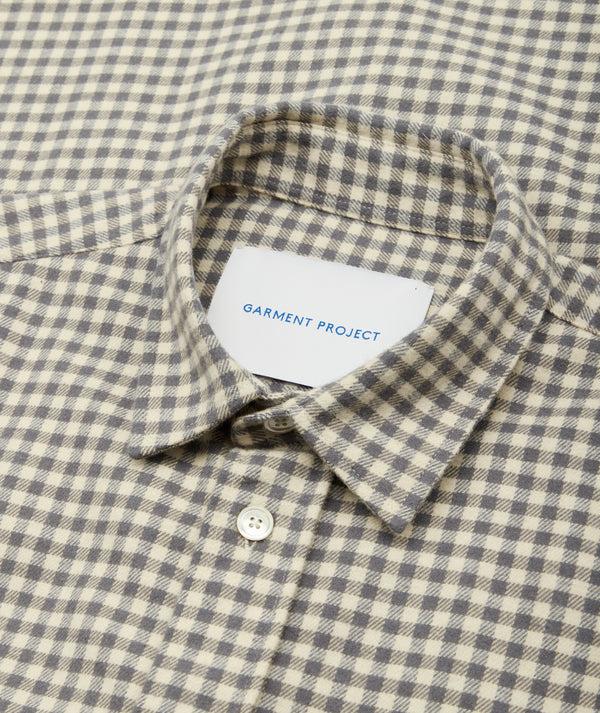 Garment Project Relaxed Long Sleeved Shirt Grey/Beige Check