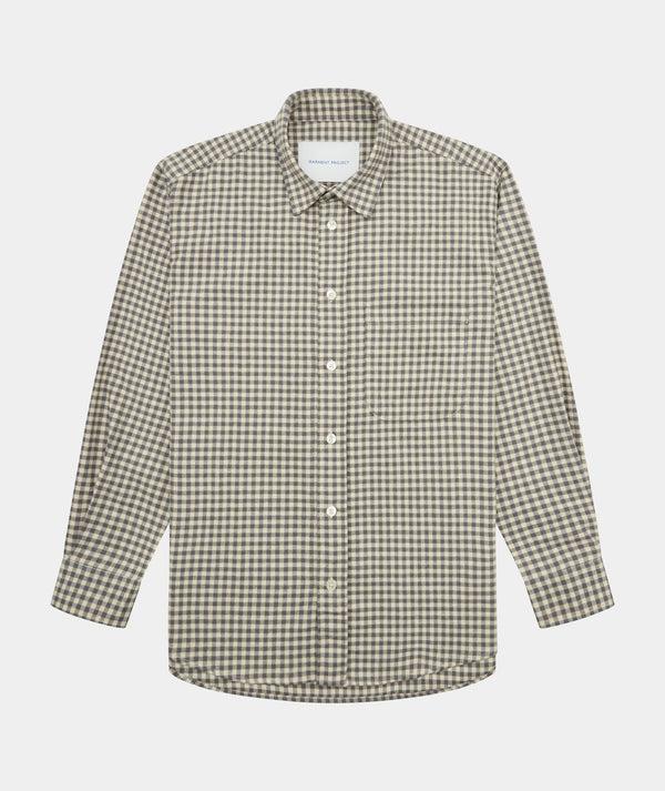 garment project Relaxed Long Sleeved Shirt Grey/Beige Check