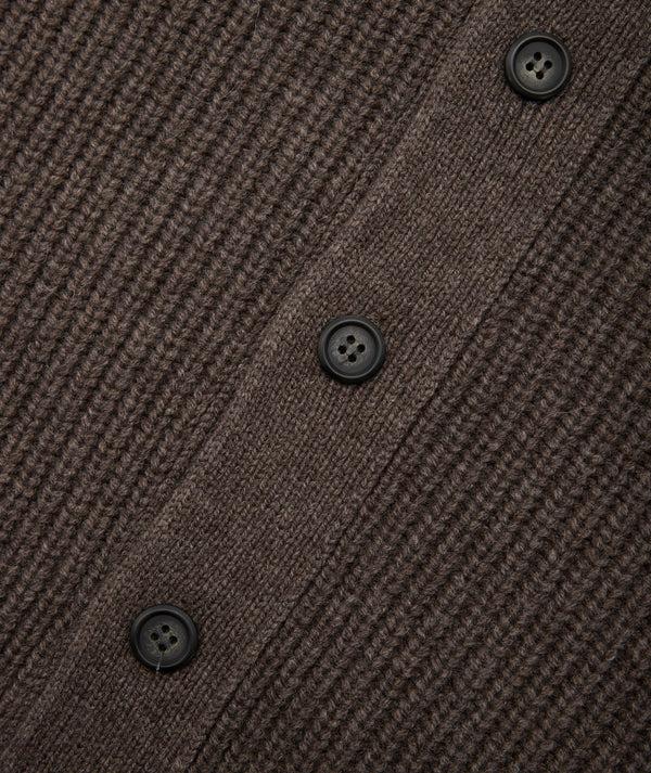 Garment Project Wool Knit Cardigan Dark Taupe Melange