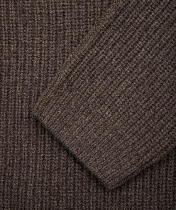 Garment Project Wool Knit Cardigan Dark Taupe Melange