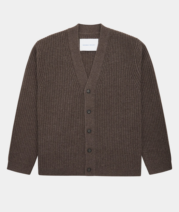 garment project Wool Knit Cardigan Dark Taupe Melange