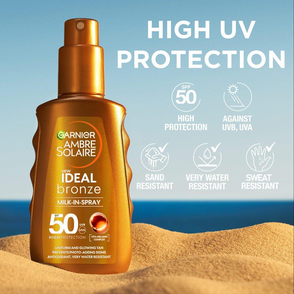 Garnier AMBRE SOLAIRE IDEAL BRONZE​ Garnier Ambre Solaire Ideal Bronze Milk-In Spray SPF50