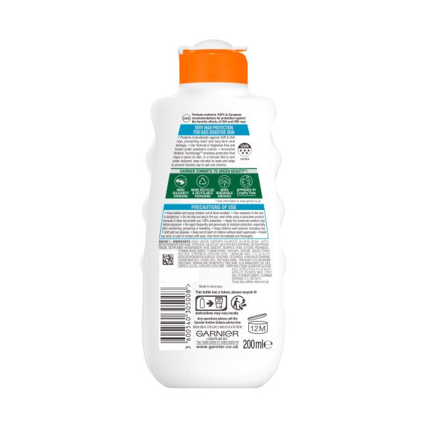 Garnier Ambre Solaire Resisto Kids Ambre Solaire Kids Sensitive Sun Cream SPF50plus 200ml