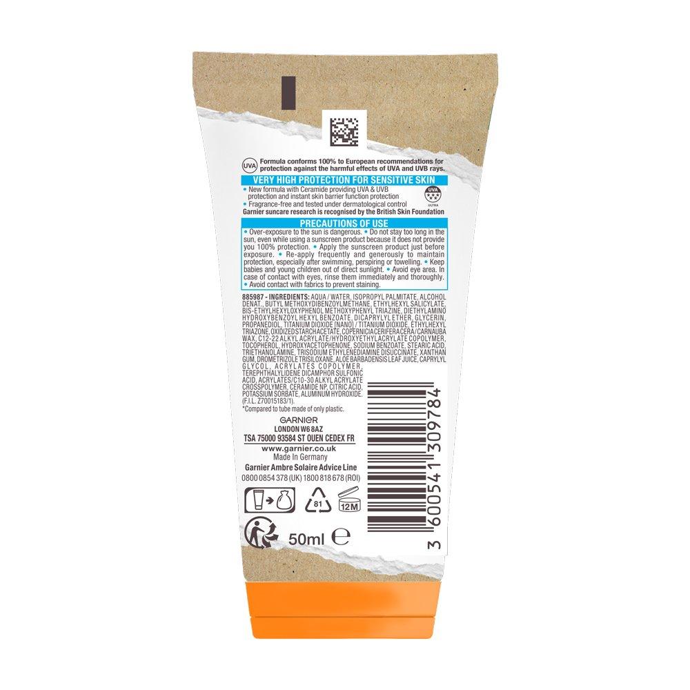 Garnier Ambre Solaire Sensitive Advanced Ambre Solaire Travel-Size Sunscreen With SPF 50+