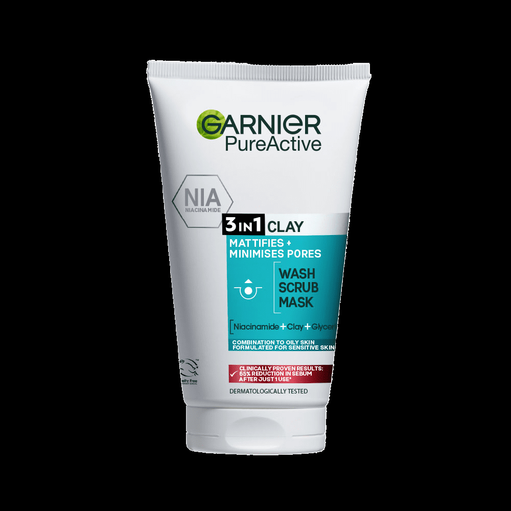 garnier PURE ACTIVE 3 in1 Clay Wash Scrub Mask