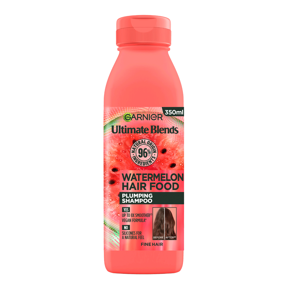 Garnier HAIR FOOD Garnier Ultimate Blends Plumping Hair Food Watermelon Shampoo For Fine Hair 350ml Garnier Ultimate Blends Plumping Hair Food Watermelon Shampoo For Fine Hair 530ml