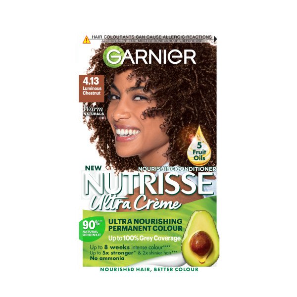 Garnier Nutrisse Ultra Color Garnier Nutrisse Ultra Crème Luminous Chestnut 4.13 Permanent Hair Dye