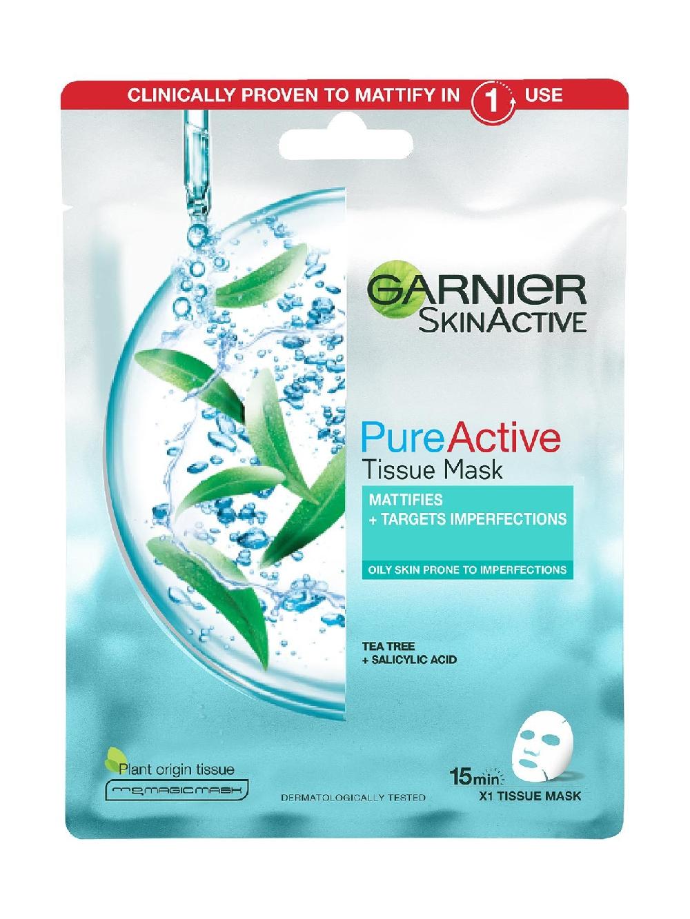 garnier PURE ACTIVE Pure Active Tea Tree and Salicylic Acid Sheet Mask 23g