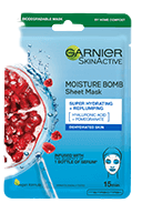 garnier Sheet Masks Moisture Bomb Pomegranate Hydrating Mask Garnier Moisture Bomb Pomegranate Multi-Mask Eco Pack