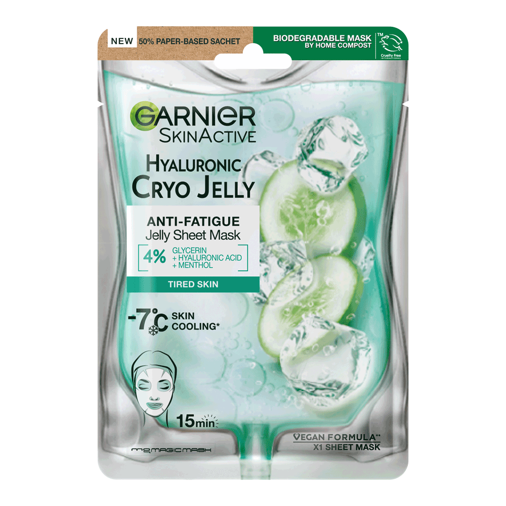 garnier SkinActive Anti-Fatigue Hyaluronic Acid & Icy Cucumber Cryo Jelly Face Mask