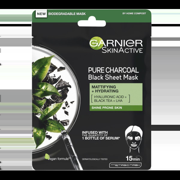 Garnier SkinActive Moisture Bomb Charcoal And Black Tea Hydrating Face Sheet Mask