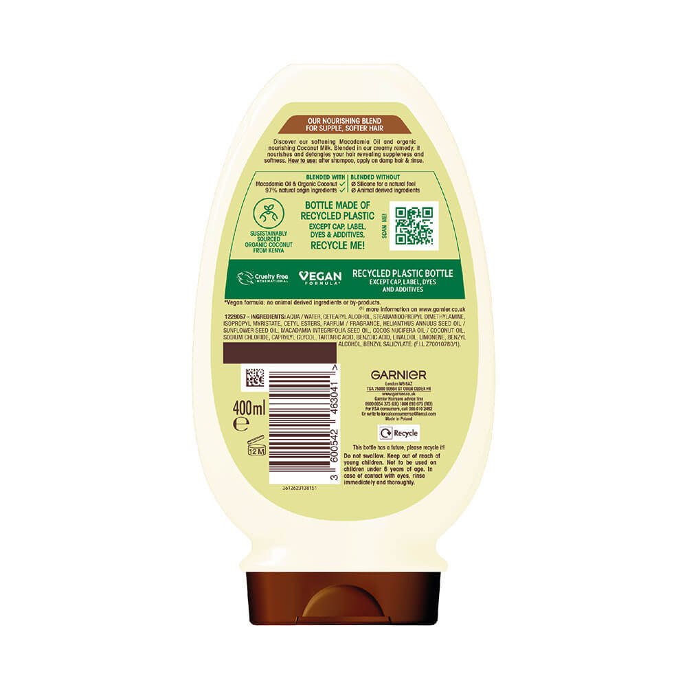 Garnier Ultimate Blends Coconut Milk For Dry Hair Coconut Milk & Macadamia Conditioner For Dry Hair