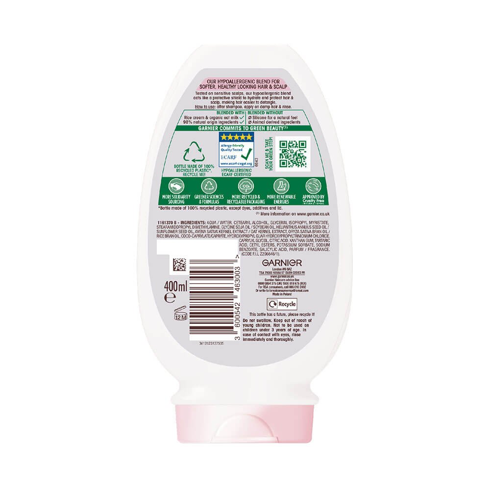 Garnier Ultimate Blends Delicate Oat For Sensitive Scalp Oat Milk Conditioner For Sensitive Scalps