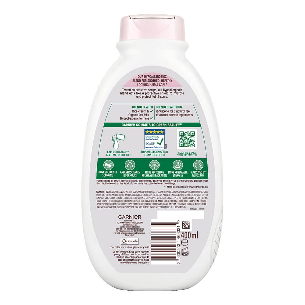 Garnier Ultimate Blends Delicate Oat For Sensitive Scalp Oat Milk Shampoo For Sensitive Scalps