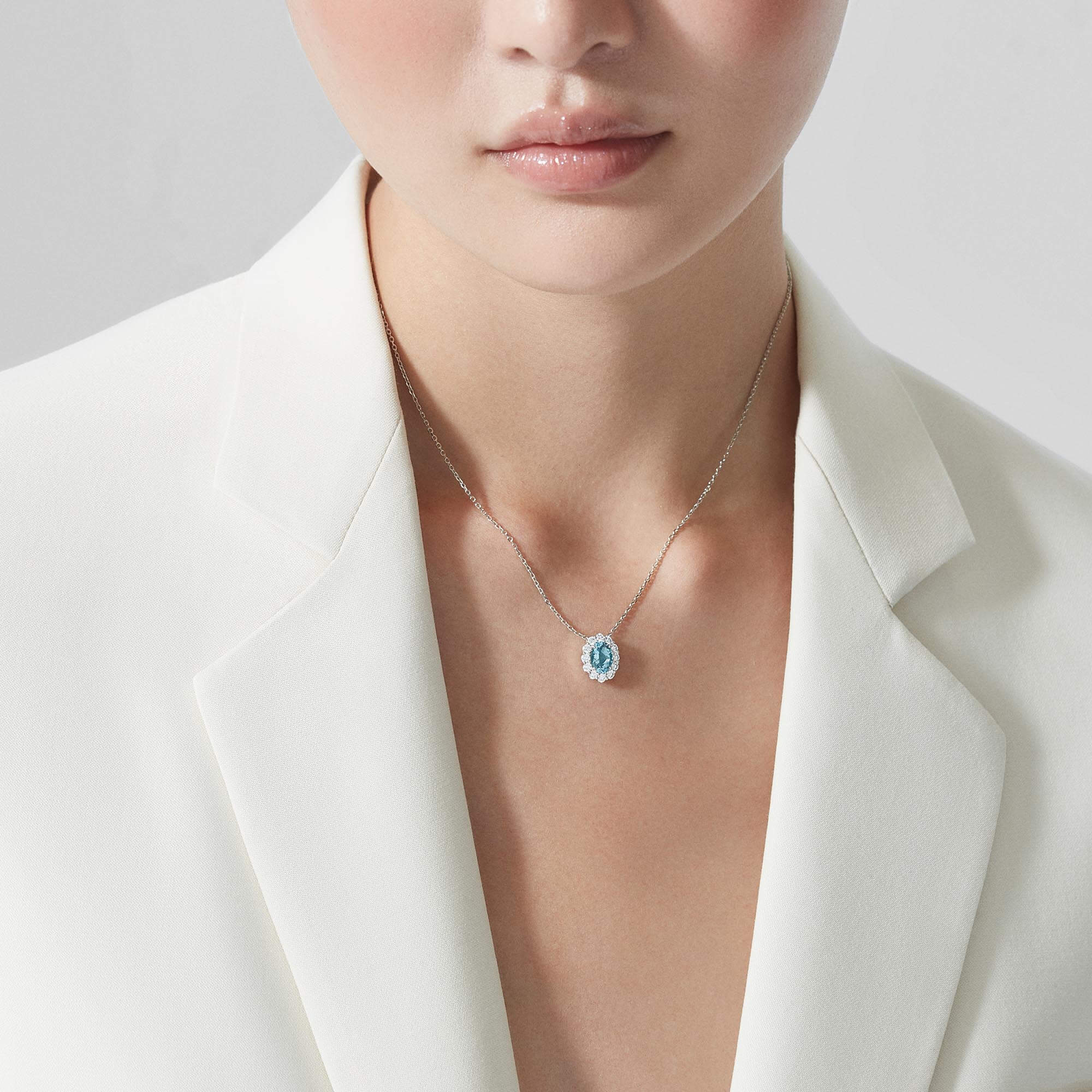 Garrard 1735 Aquamarine Pendant In Platinum With Diamonds