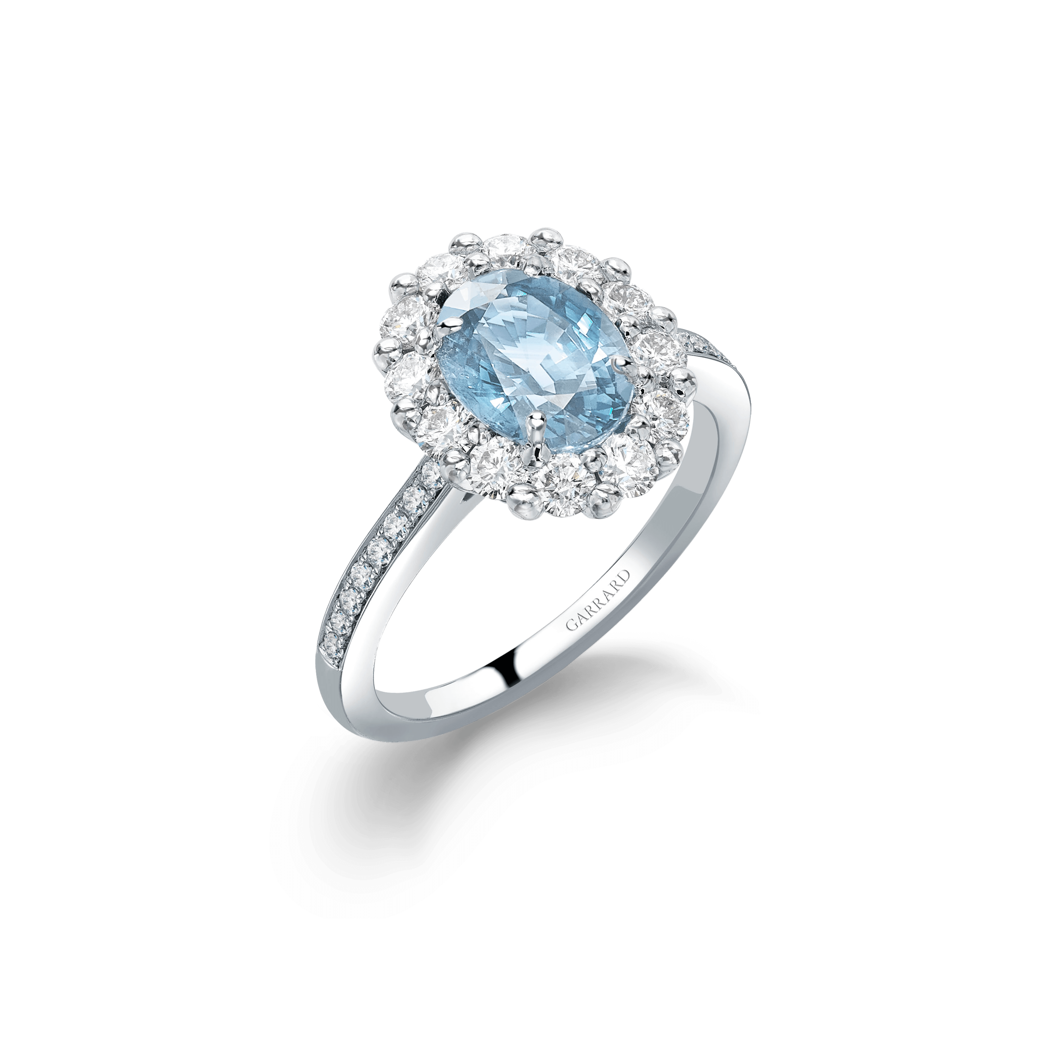 garrard 1735 Aquamarine Ring In Platinum with Diamonds