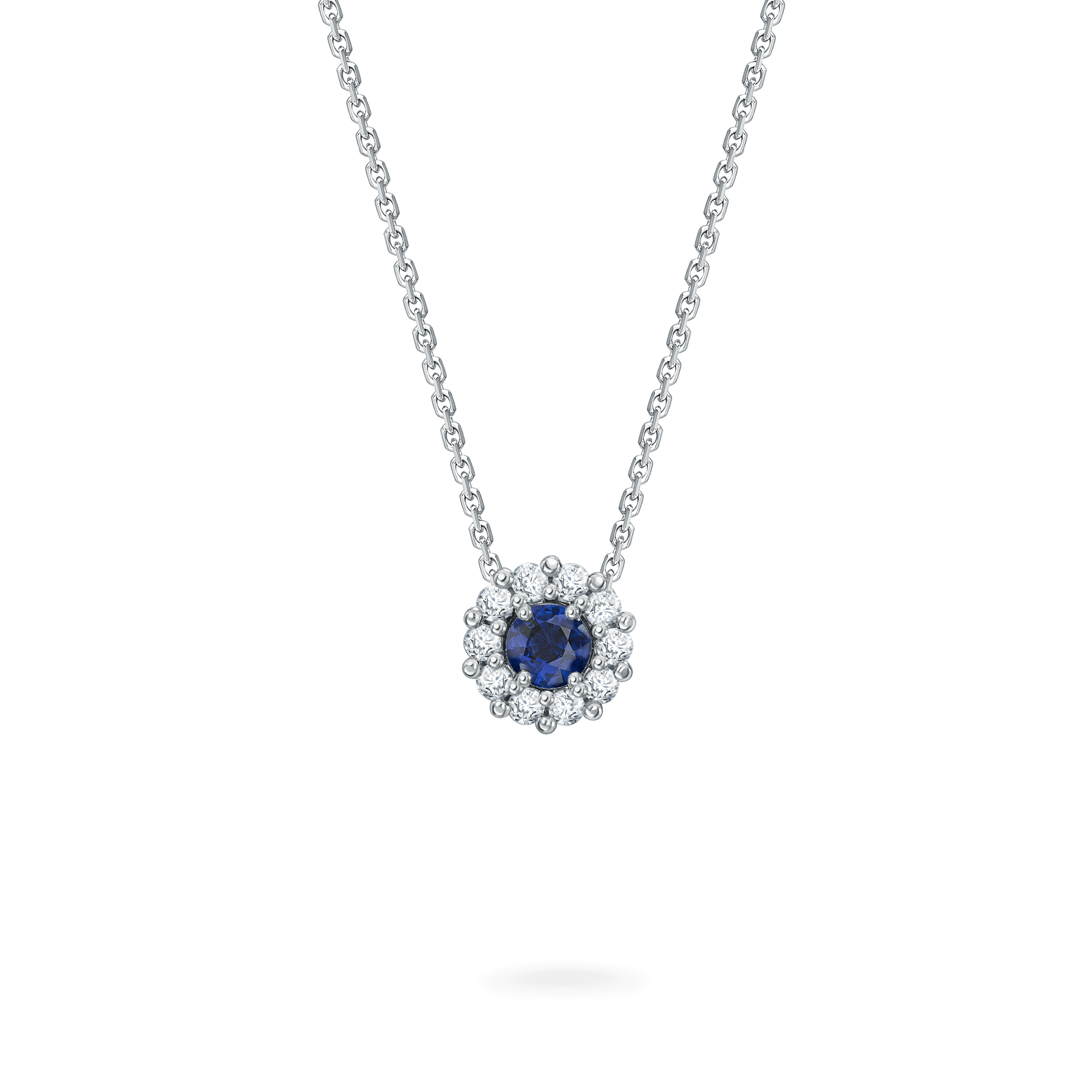 garrard 1735 Round Sapphire Pendant In Platinum with Diamonds garrard 1735 Round Sapphire Pendant In Platinum with Diamonds