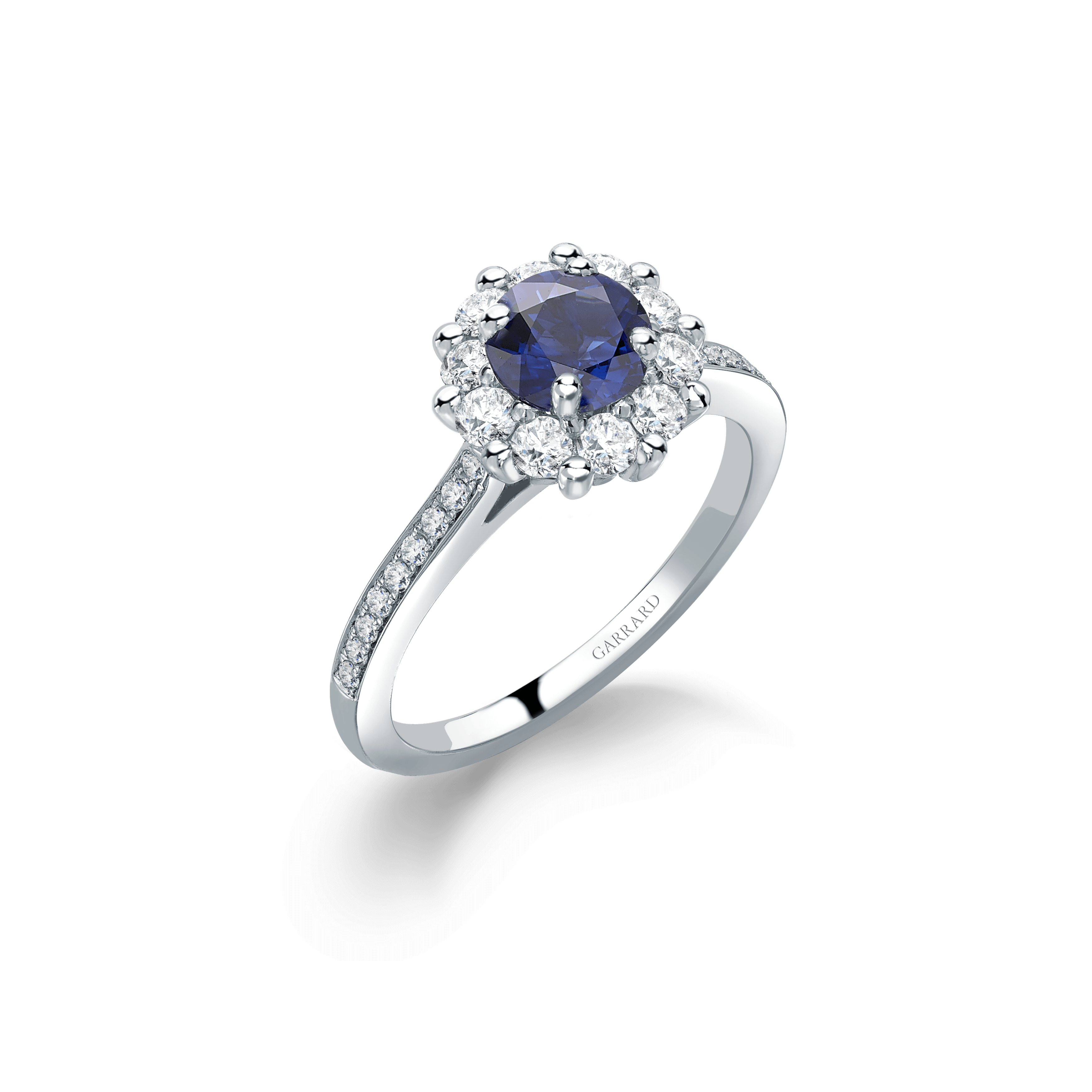 garrard 1735 Round Sapphire Ring In Platinum with Diamonds