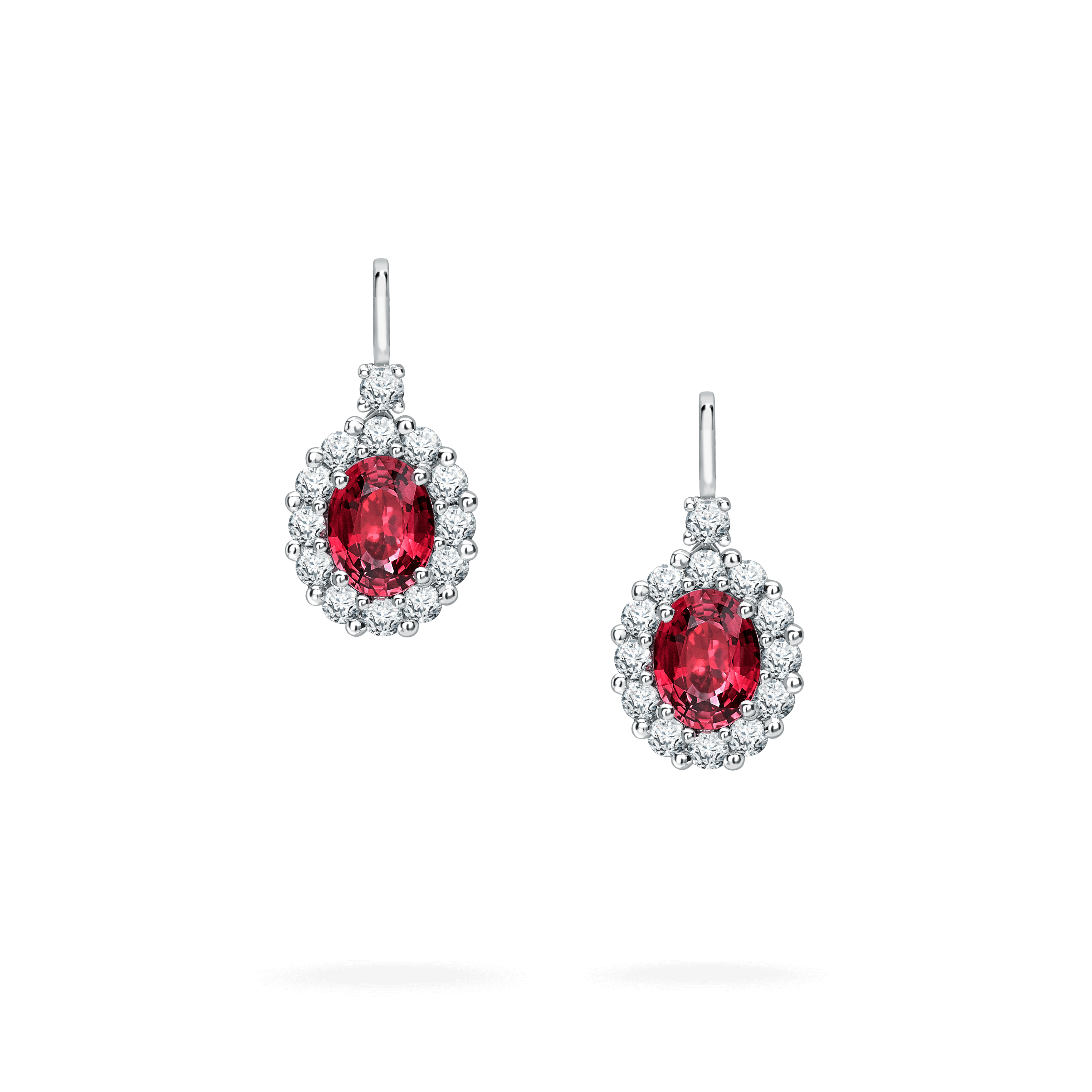 garrard 1735 Ruby Drop Earrings In Platinum with Diamonds