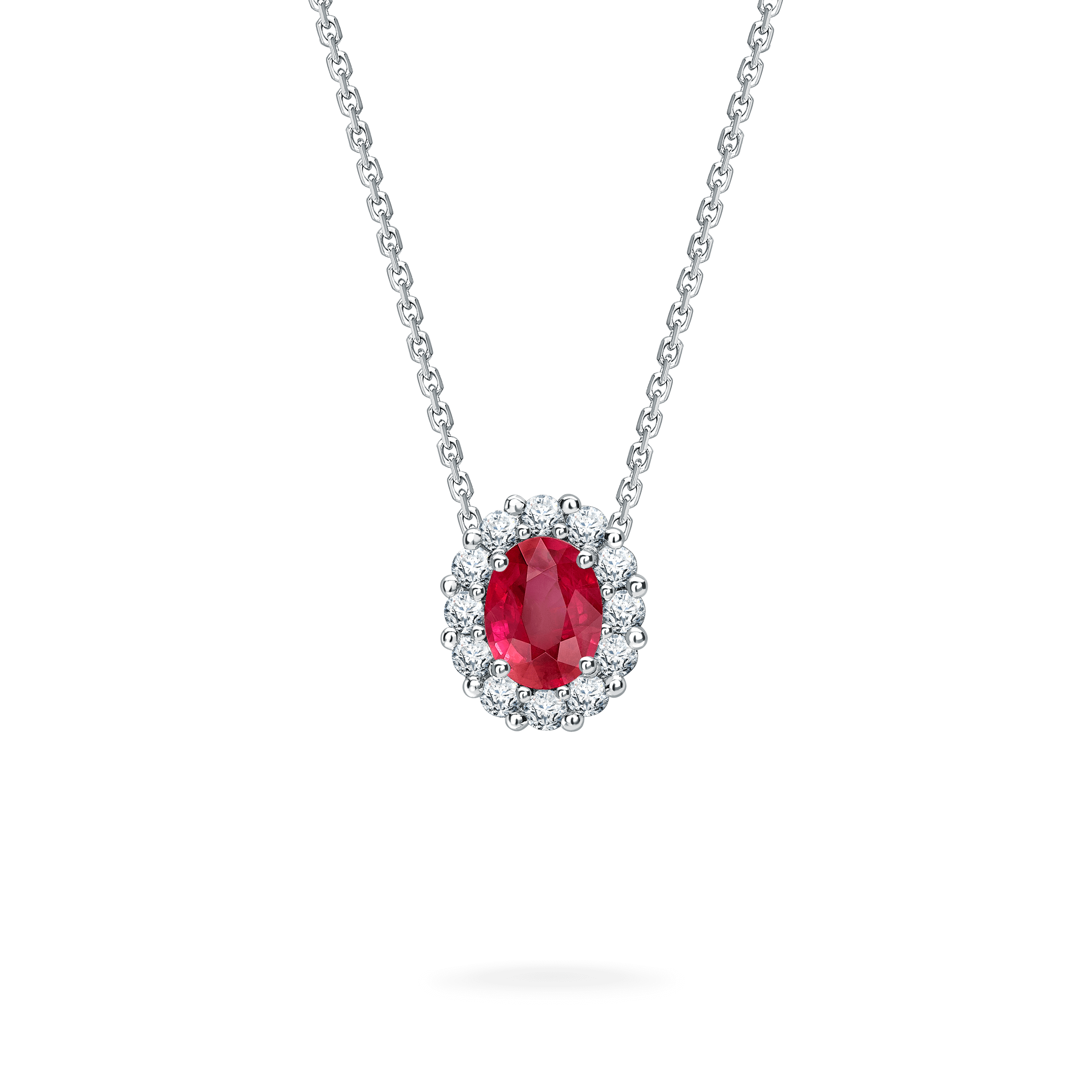 garrard 1735 Ruby Pendant In Platinum with Diamonds