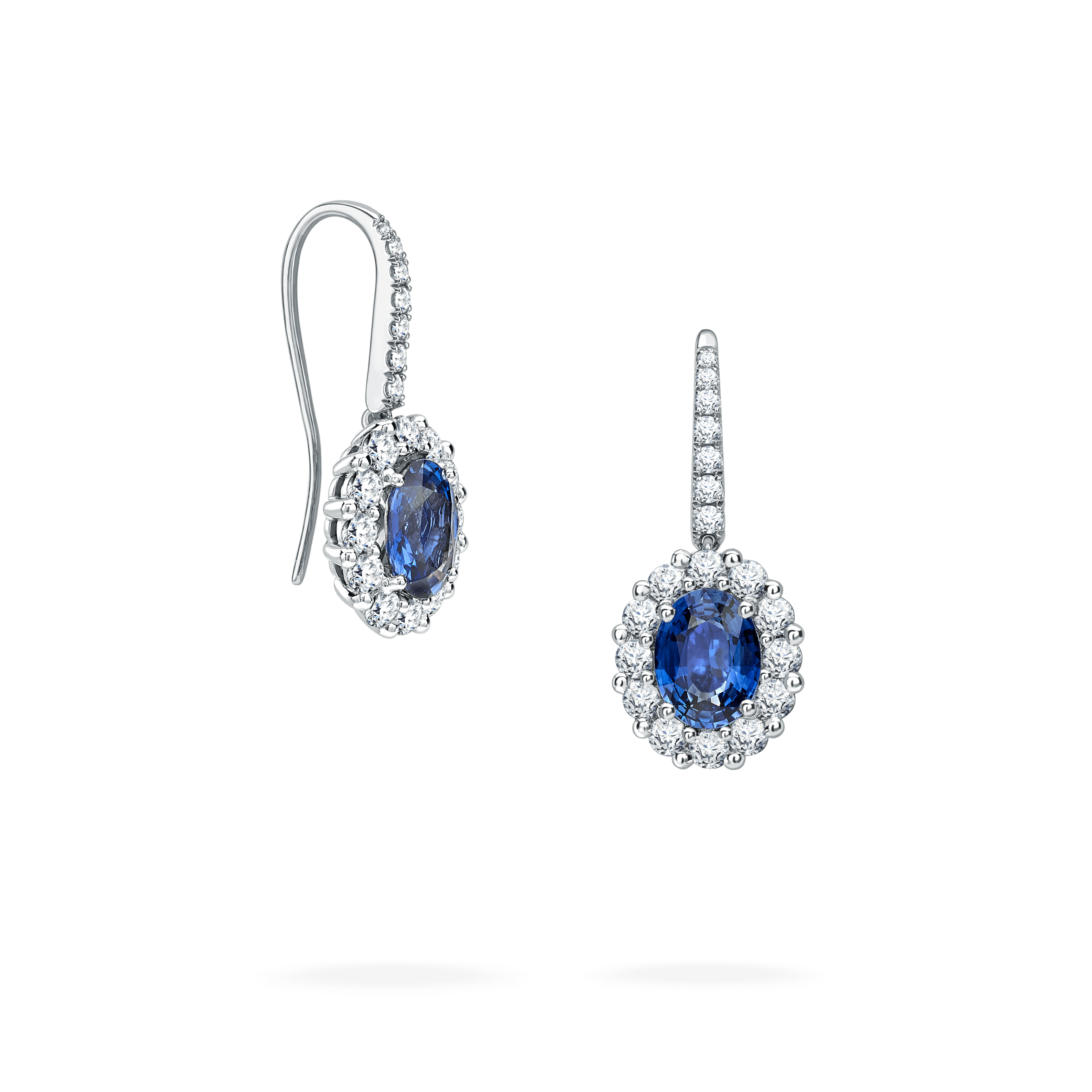 garrard 1735 Sapphire Drop Earrings In Platinum with Diamonds garrard 1735 Sapphire Drop Earrings In Platinum with Diamonds