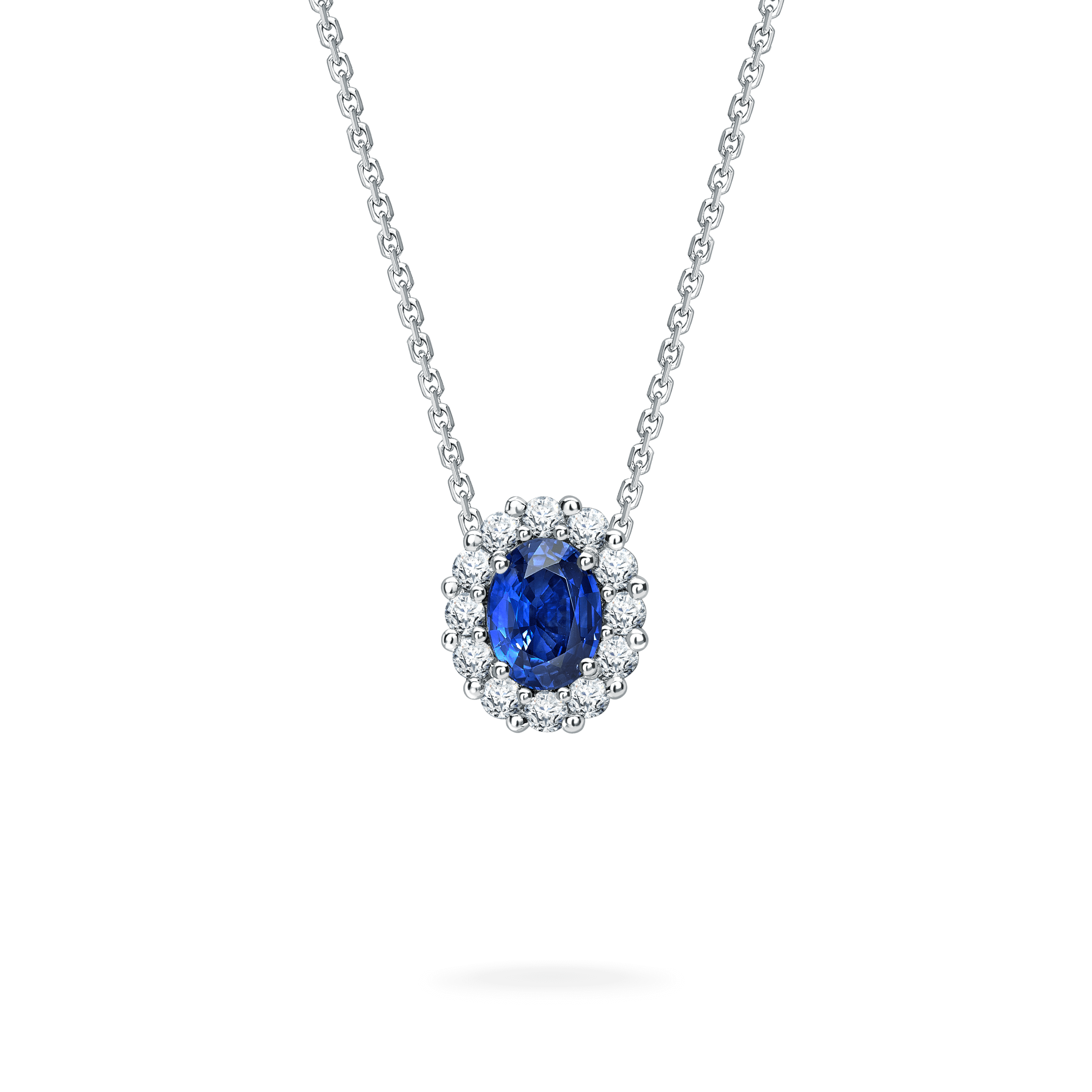 garrard 1735 Sapphire Pendant In Platinum with Diamonds