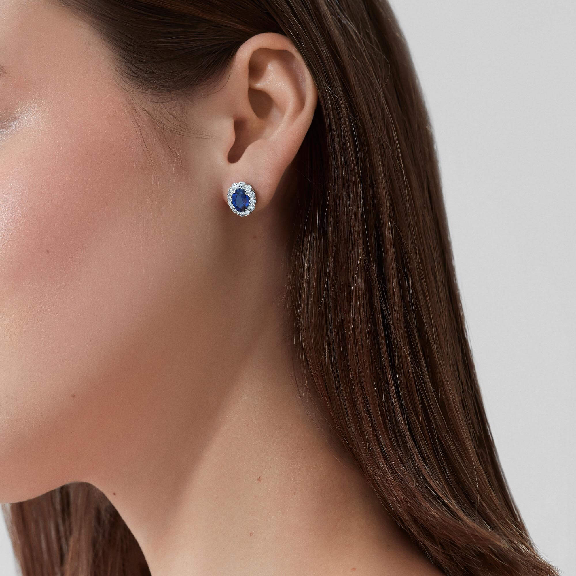 Garrard 1735 Sapphire Stud Earrings In Platinum With Diamonds