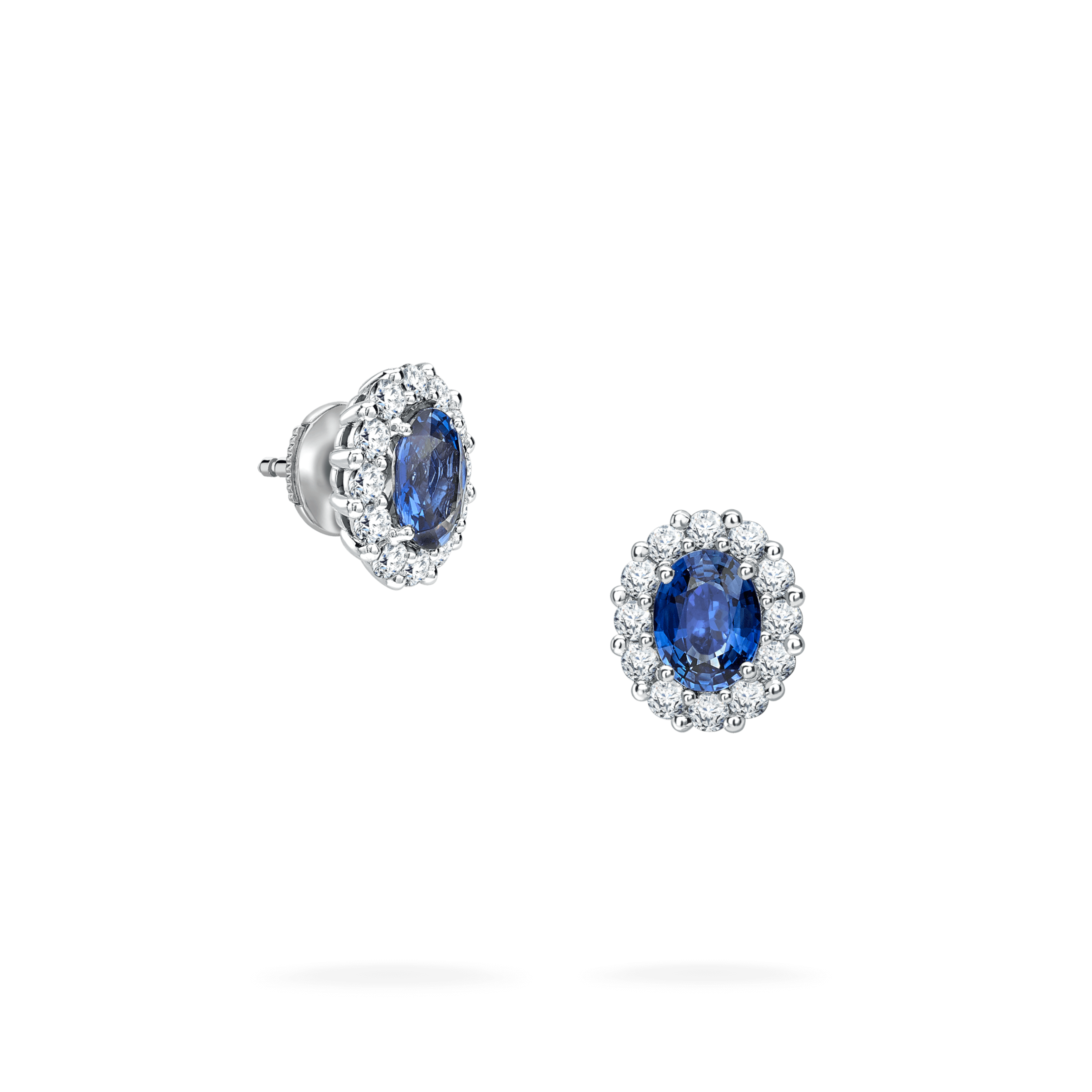 garrard 1735 Sapphire Stud Earrings In Platinum with Diamonds