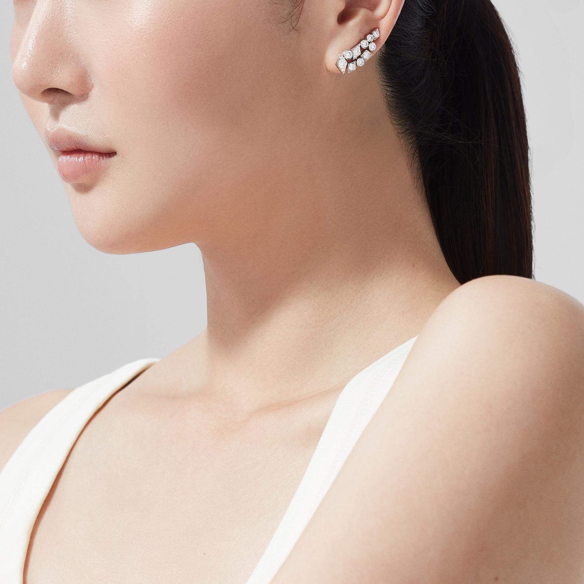 Garrard Albemarle Abstract Diamond Ear Climbers In 18ct White Gold