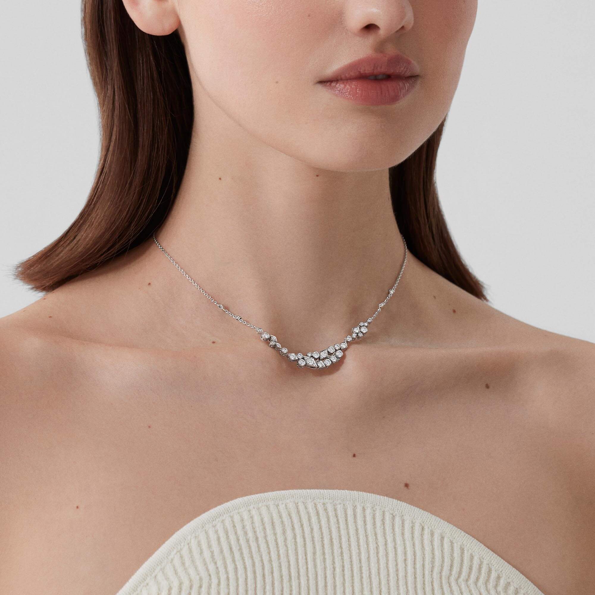 Garrard Albemarle Abstract Diamond Necklace In 18ct White Gold