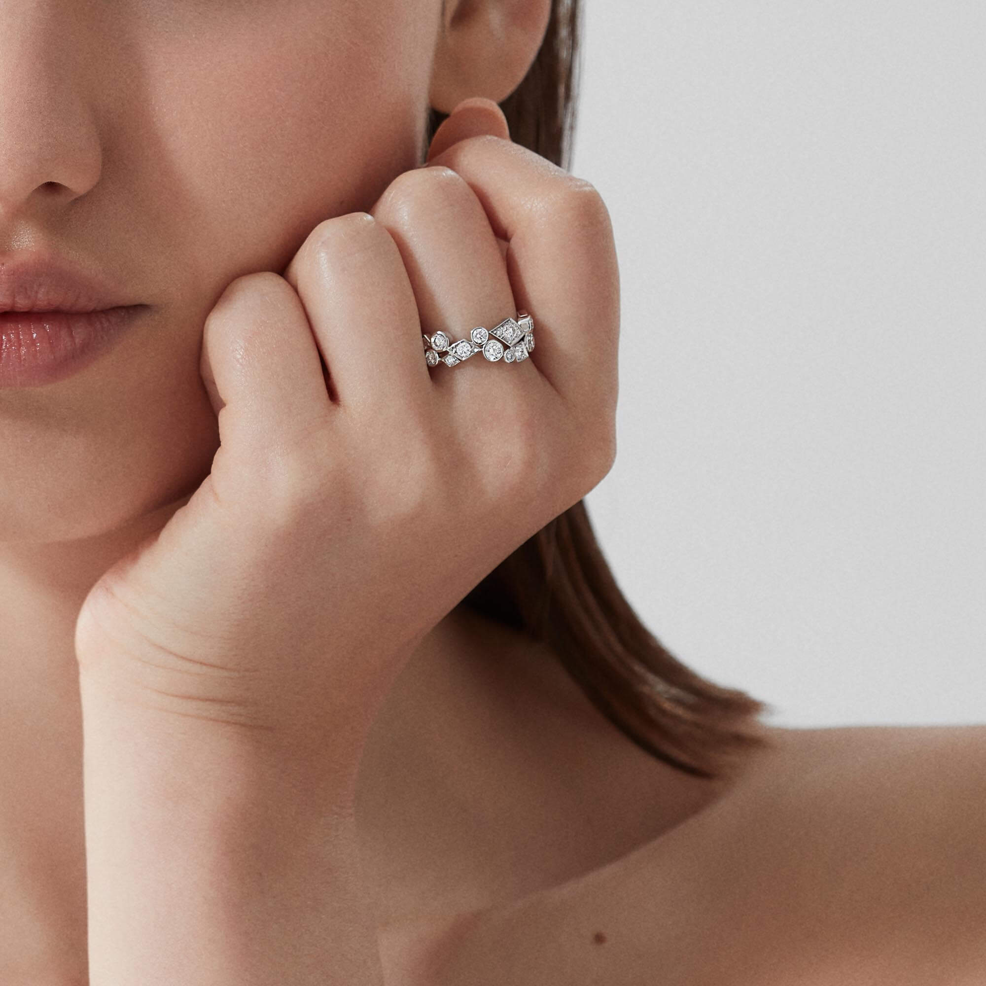 Garrard Albemarle Abstract Diamond Ring In 18ct White Gold