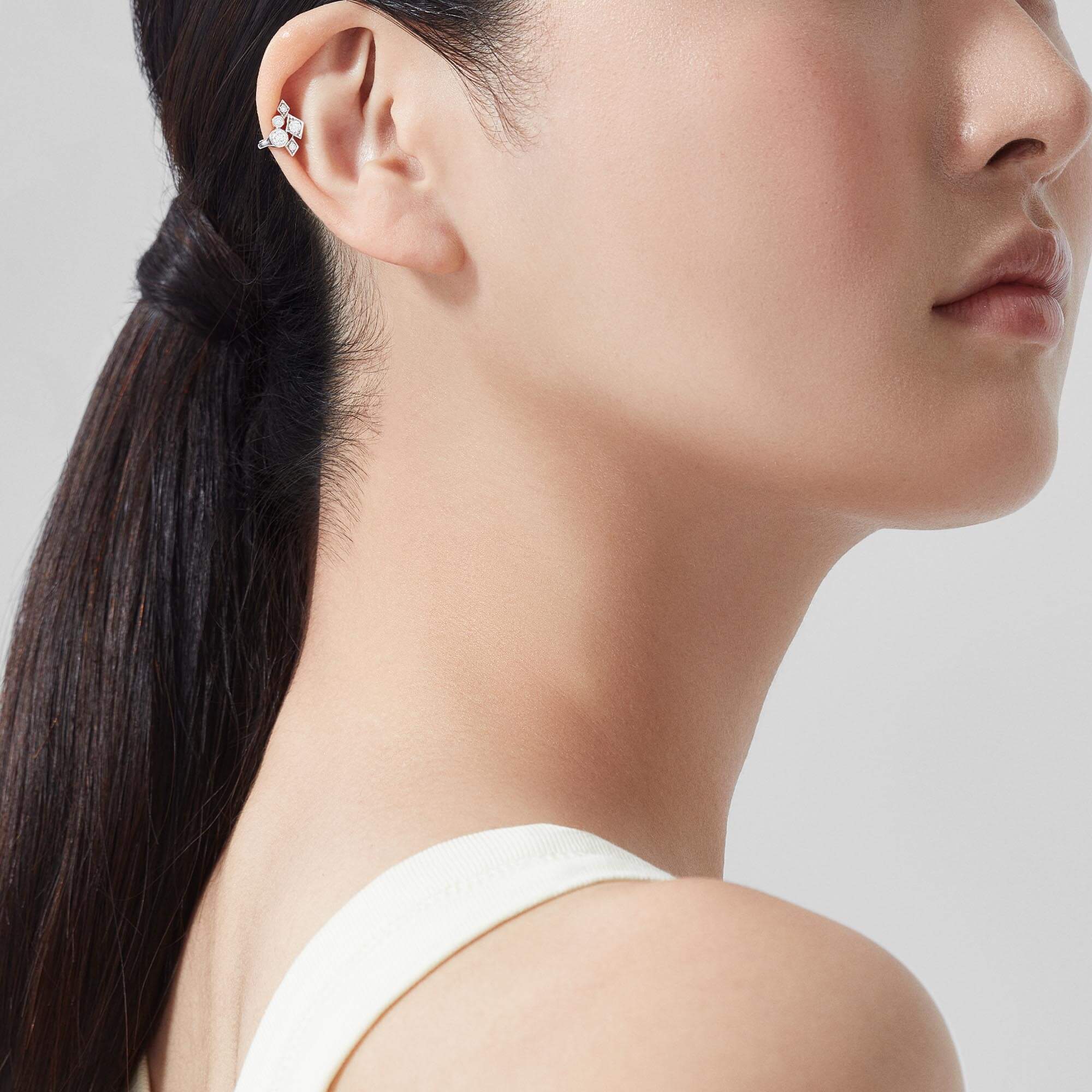 Garrard Albemarle Abstract Mini Icons Diamond Ear Cuff In 18ct White Gold