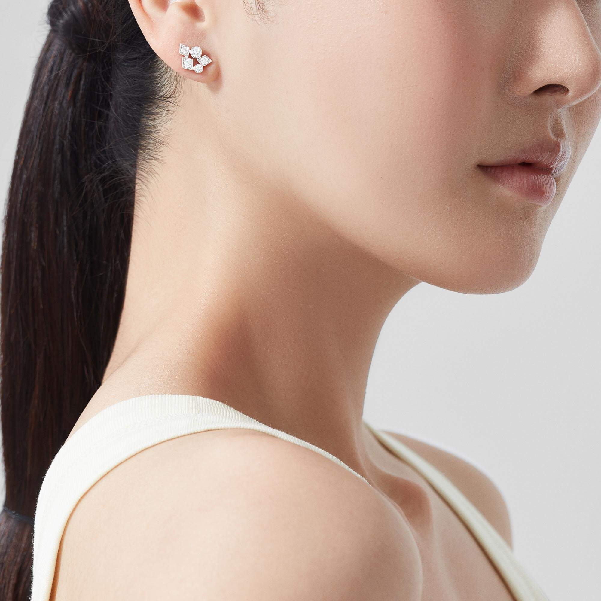 Garrard Albemarle Abstract Mini Icons Diamond Stud Earrings In 18ct White Gold