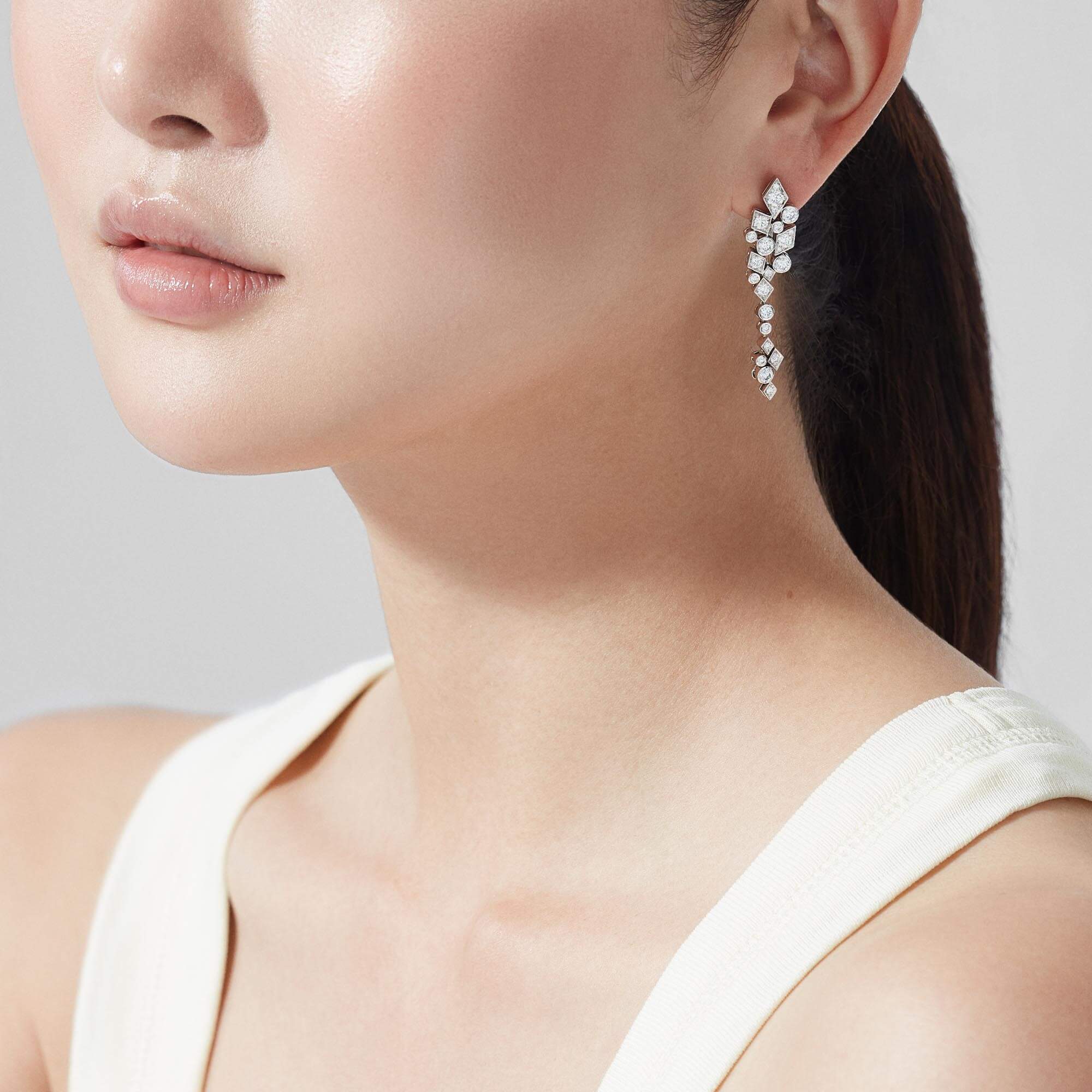 Garrard Albemarle Abstract Transformable Diamond Earrings In 18ct White Gold