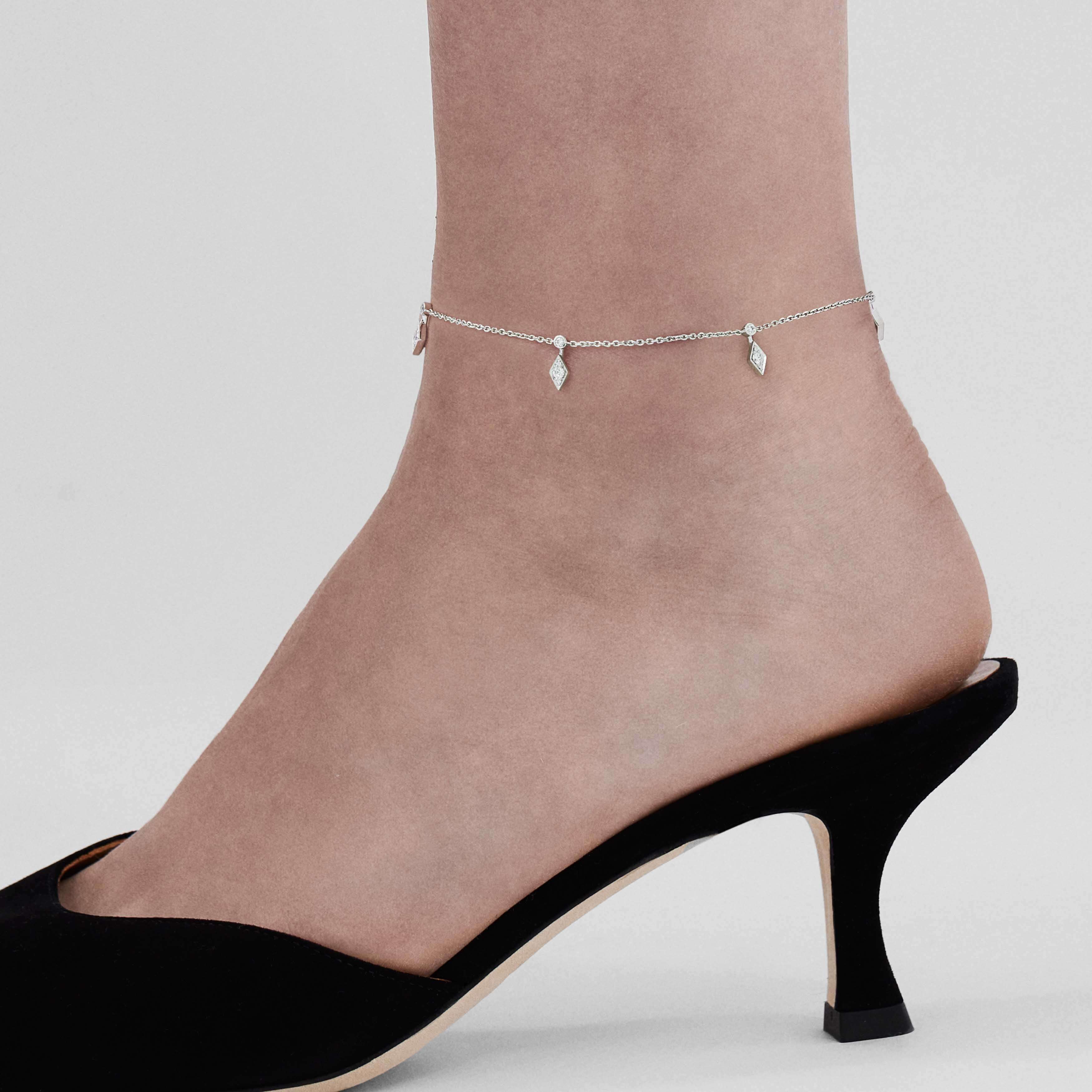 Garrard Albemarle Mini Icons Diamond Anklet In 18ct White Gold